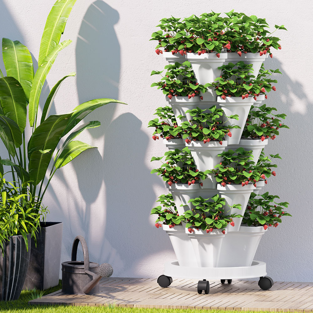 Green Fingers Garden Bed 5 Tier Vertical Garden Strawberry Stackable Planters