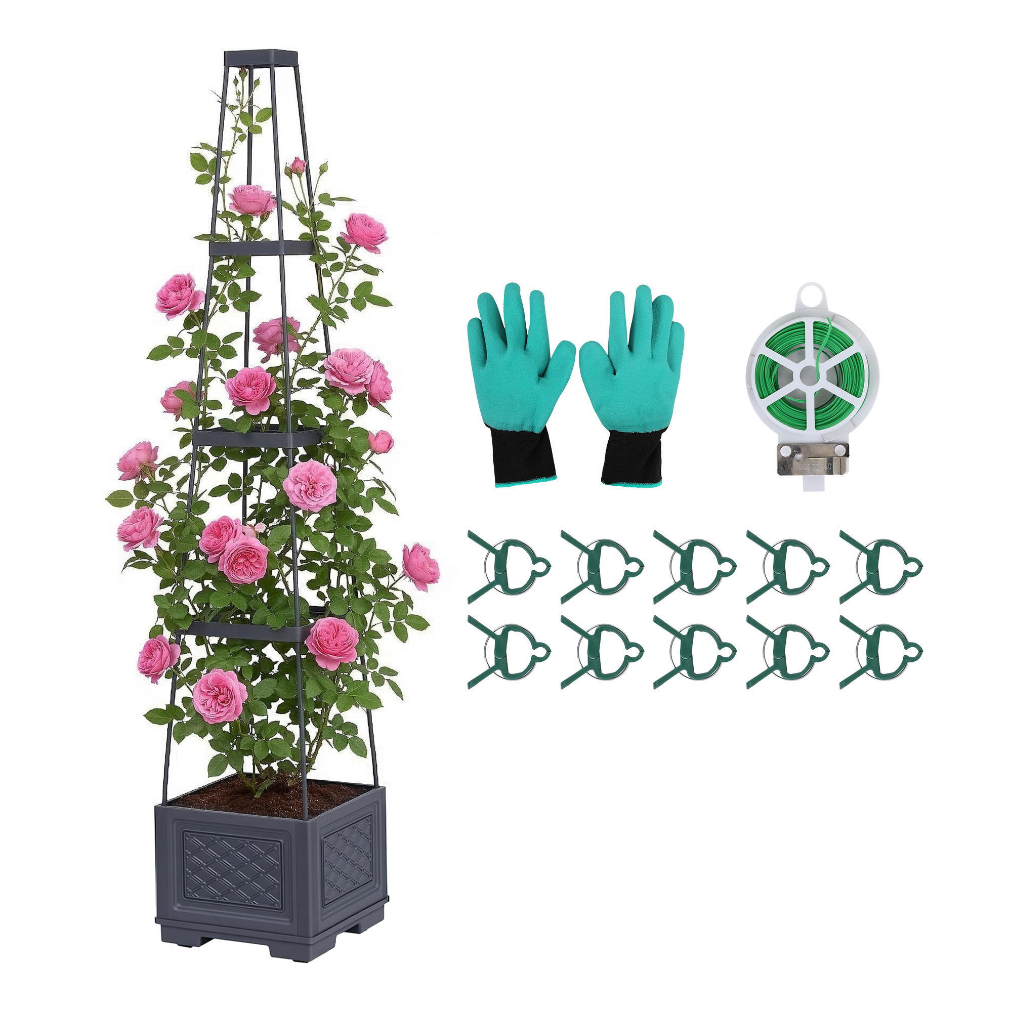 Green Fingers Self Watering Planter w/ Trellis Adjustable Height Modular Tomato