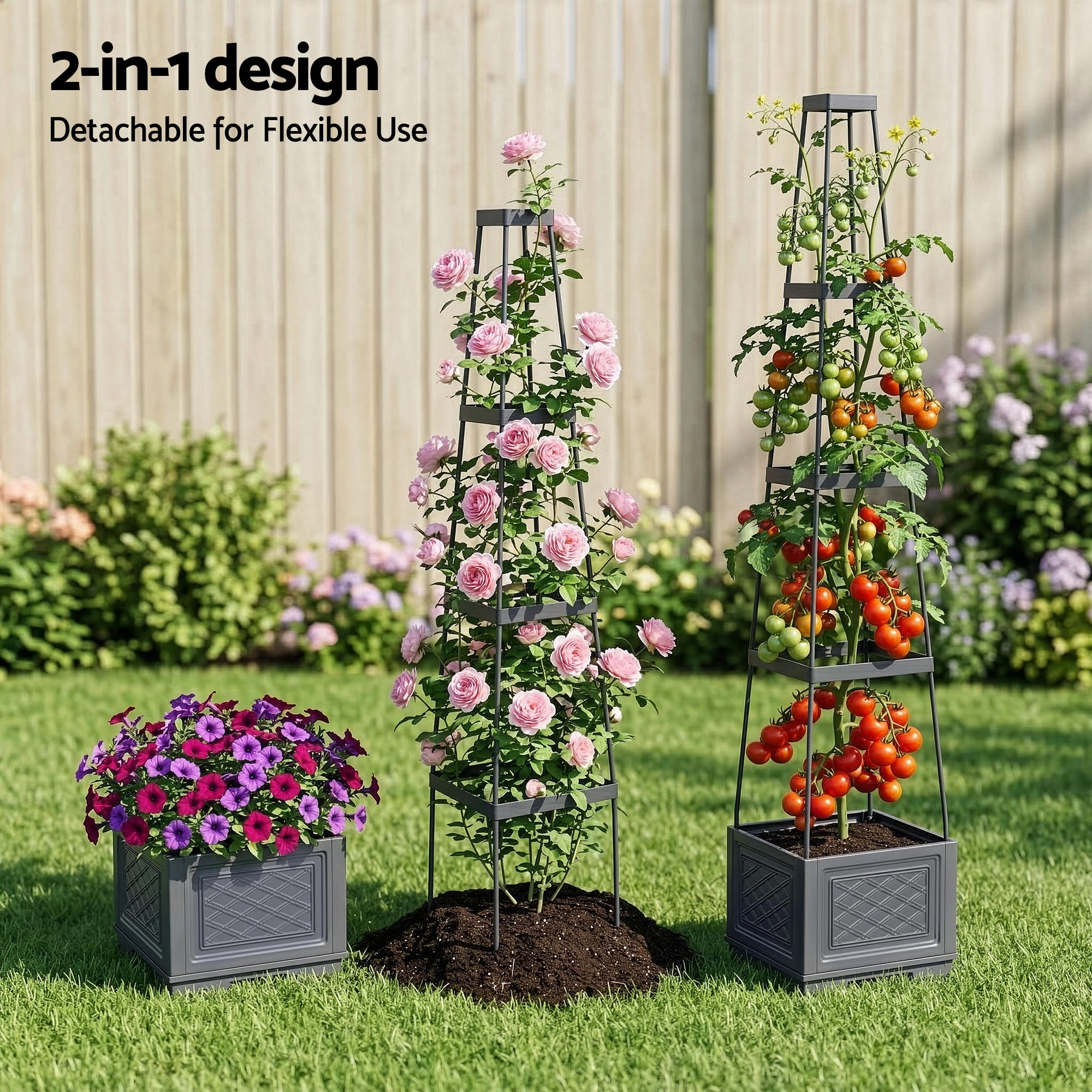 Green Fingers Self Watering Planter w/ Trellis Adjustable Height Modular Tomato
