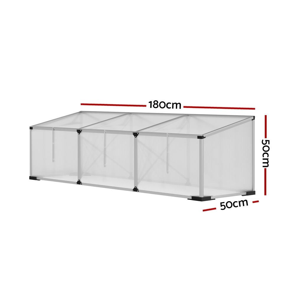Green Fingers Greenhouse 180x50x50CM Cold Frame Plant Grow Aluminium