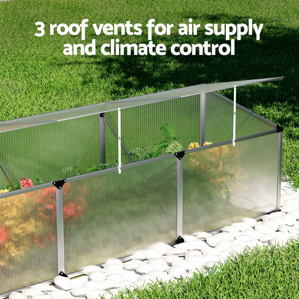 Green Fingers Greenhouse 180x50x50CM Cold Frame Plant Grow Aluminium