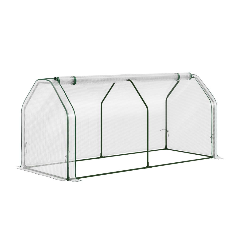 Green Fingers Mini Greenhouse PE Cover Green House Roll-Up Zippered Door