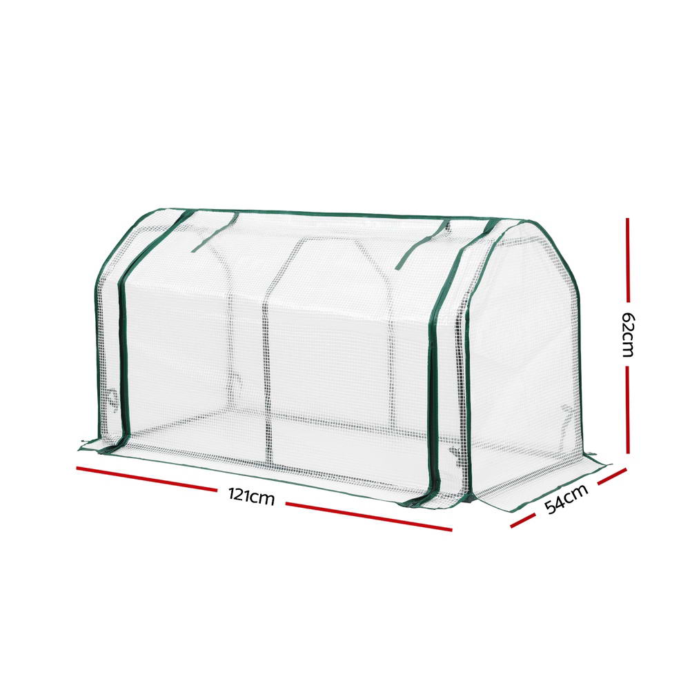 Green Fingers Mini Greenhouse PE Cover Green House Roll-Up Zippered Door