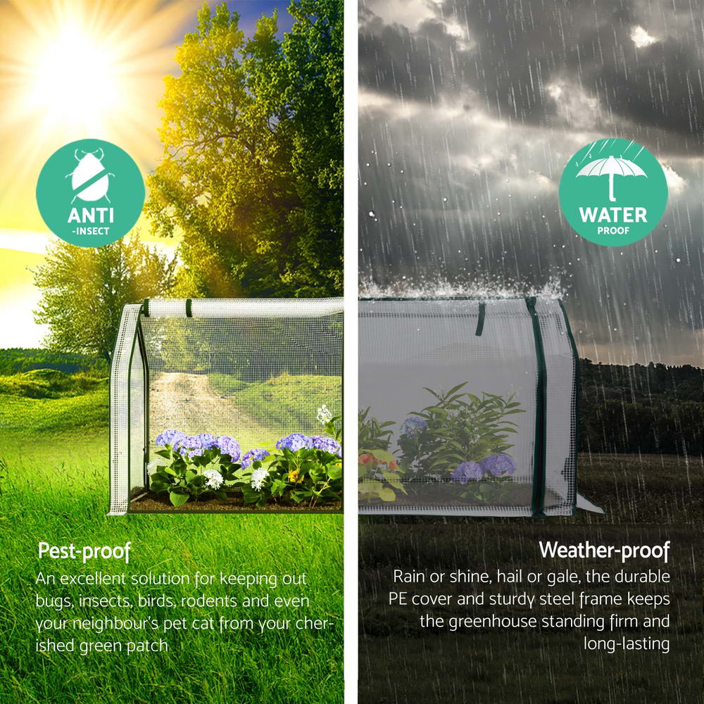 Green Fingers Mini Greenhouse PE Cover Green House Roll-Up Zippered Door