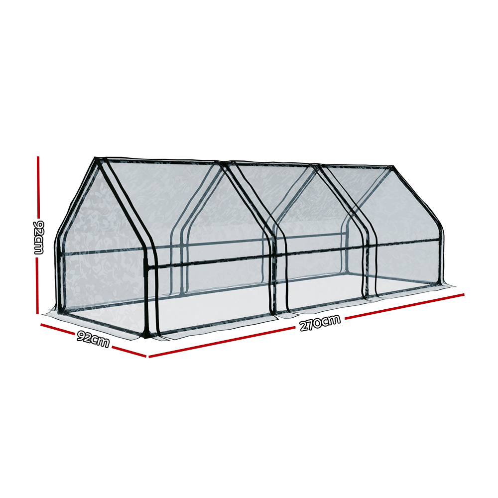 Green Fingers Greenhouse 2.7x0.9x0.9M Mini Green House Raised Garden Bed Planter