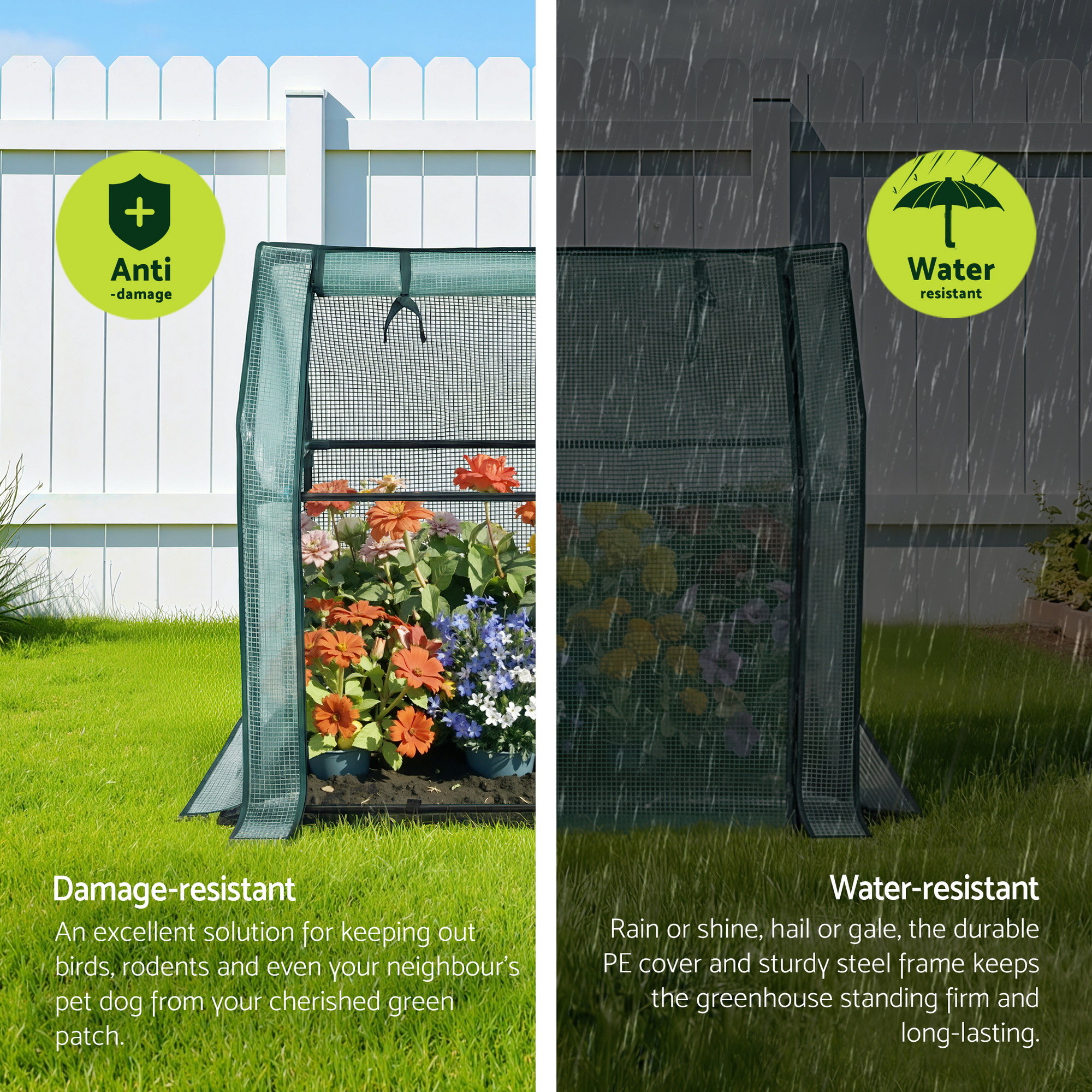 Green Fingers Mini Greenhouse 91x46x84cm Steel Frame PE Cover Outdoor Shelter