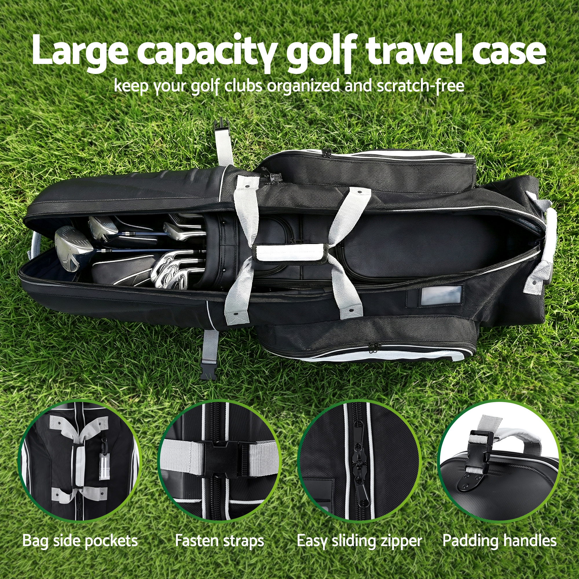 Everfit Golf Travel Bags for Airlines with Wheels Golf Clubs Hard Case Foldable