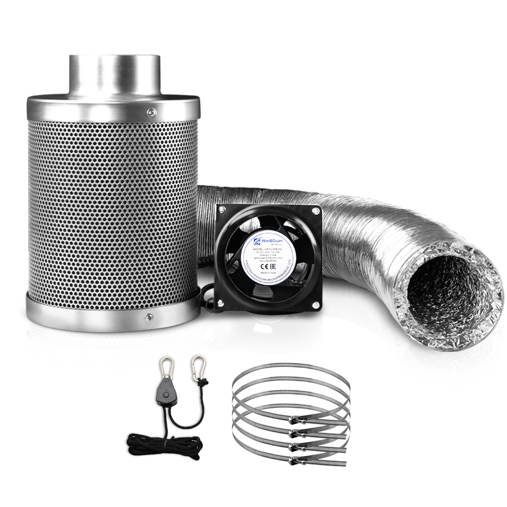 Green Fingers 4"Ventilation Kit Fan Hydroponics Grow Tent Kit Carbon Filter