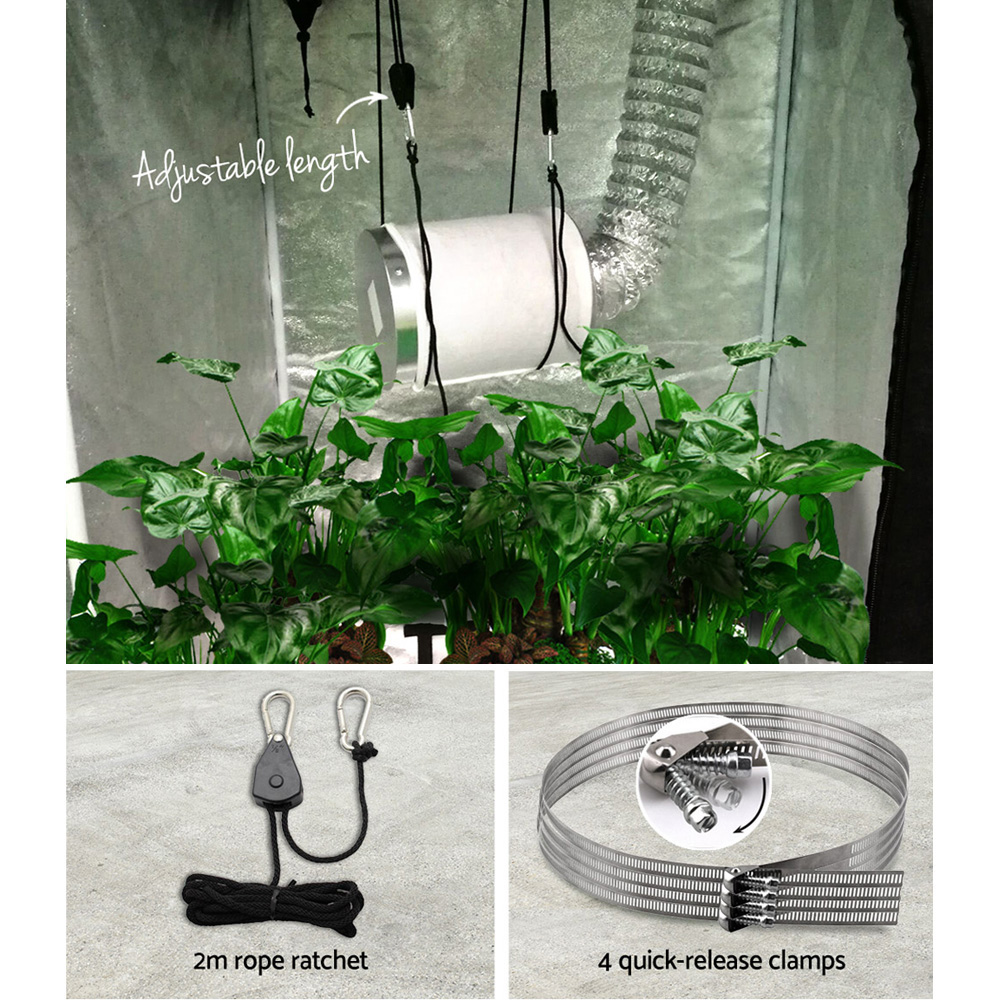 Green Fingers 4"Ventilation Kit Fan Hydroponics Grow Tent Kit Carbon Filter