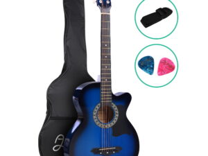 Alpha 38 Inch Acoustic Guitar Wooden Body Steel String Cutaway Blue
