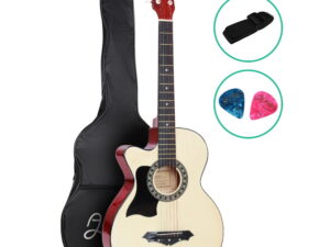 Alpha 38 Inch Acoustic Guitar Wooden Body Steel String Full Size Left Handed