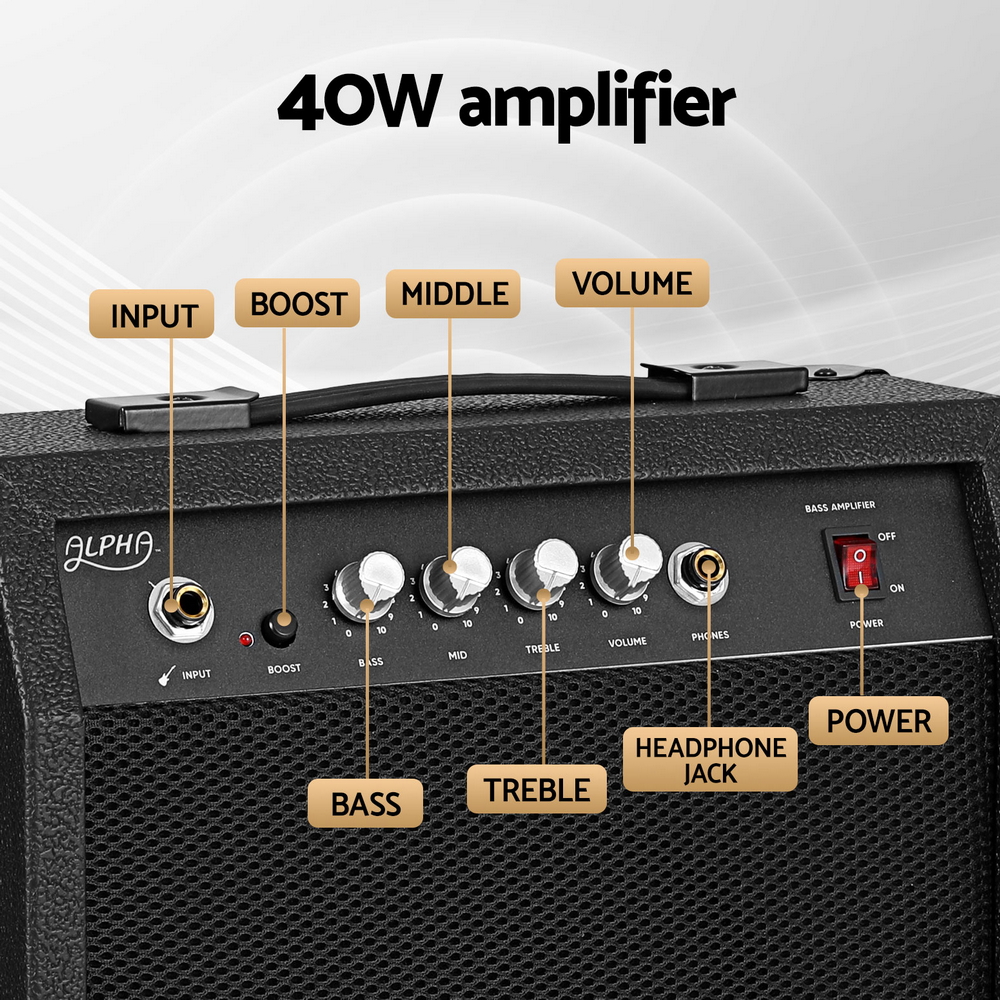 Alpha 40W Bass Guitar Amplifier Portable
