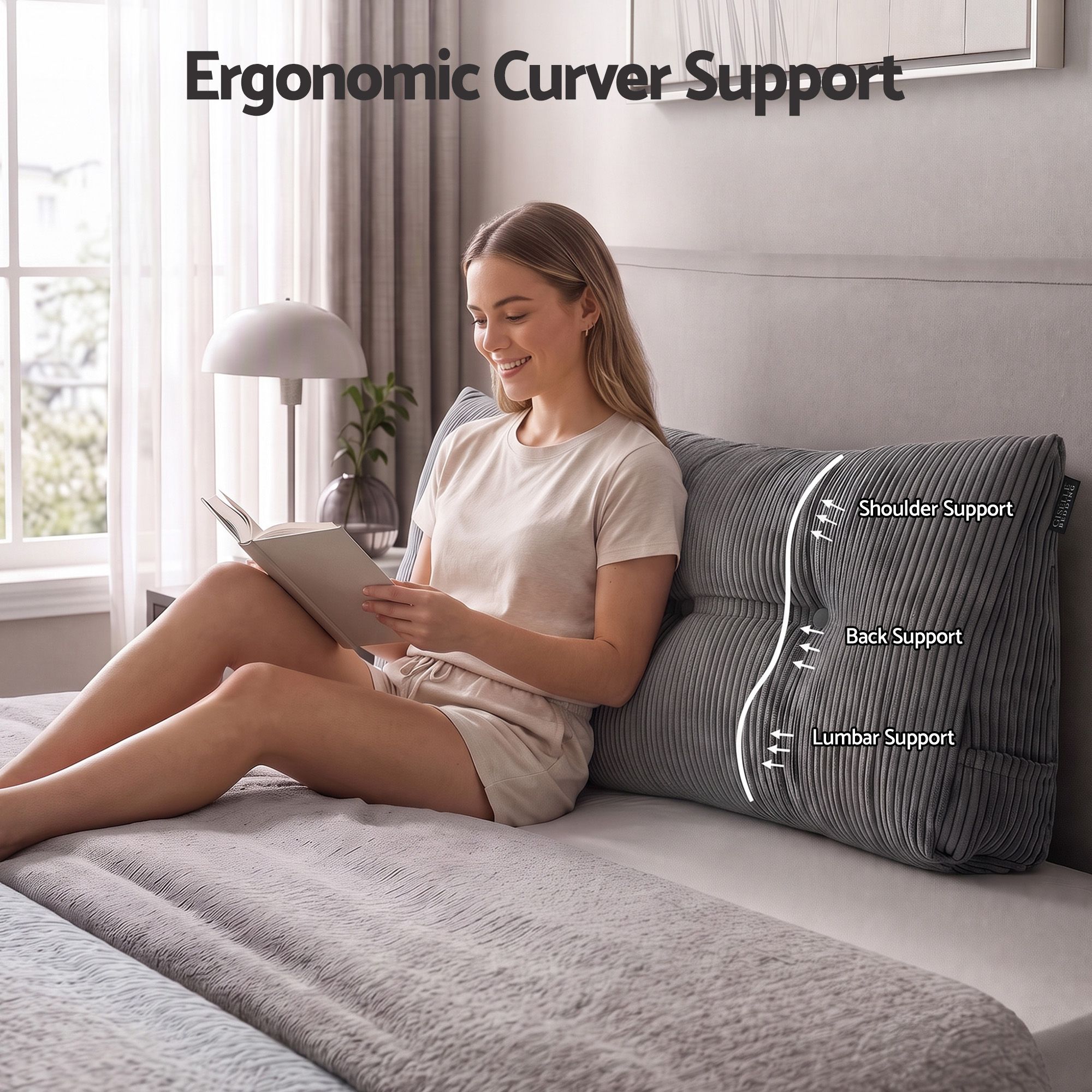 Giselle Headboard Pillow for Sitting in Bed, Upgraded Shredded Foam Reading