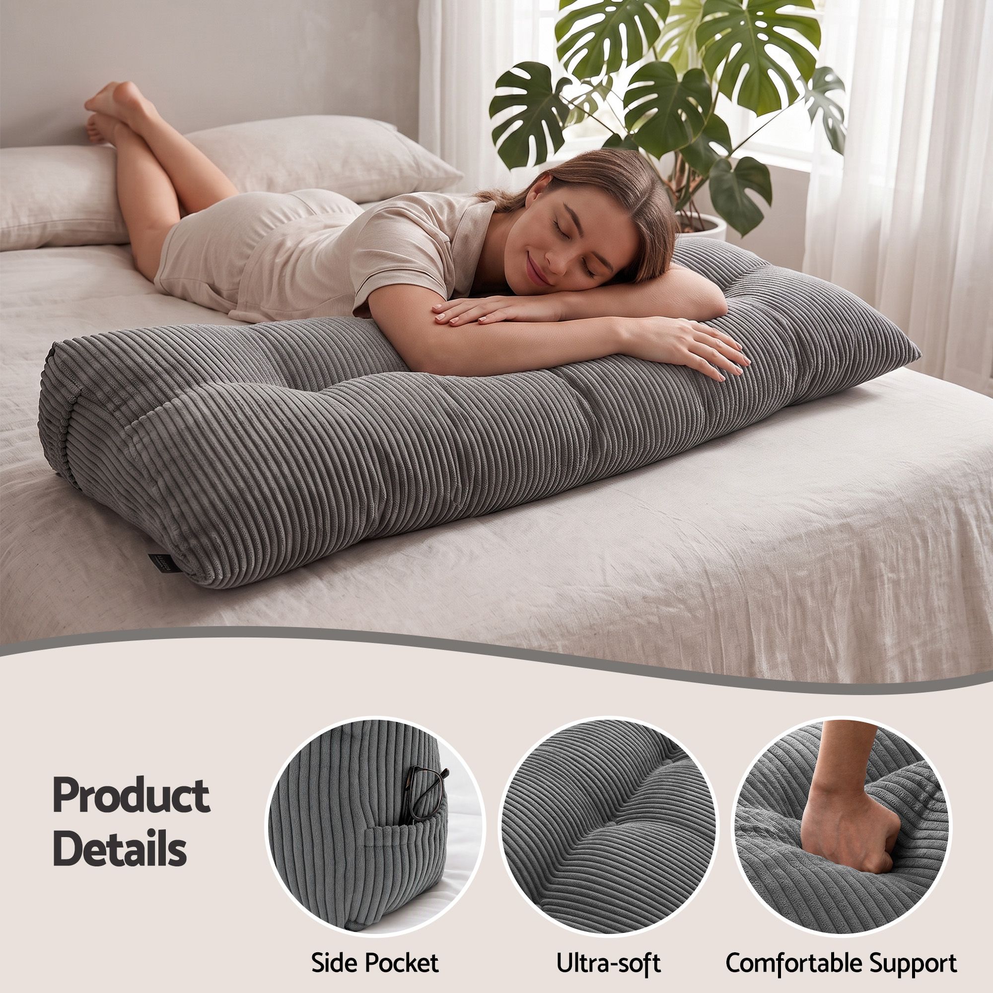 Giselle Headboard Pillow for Sitting in Bed, Upgraded Shredded Foam Reading