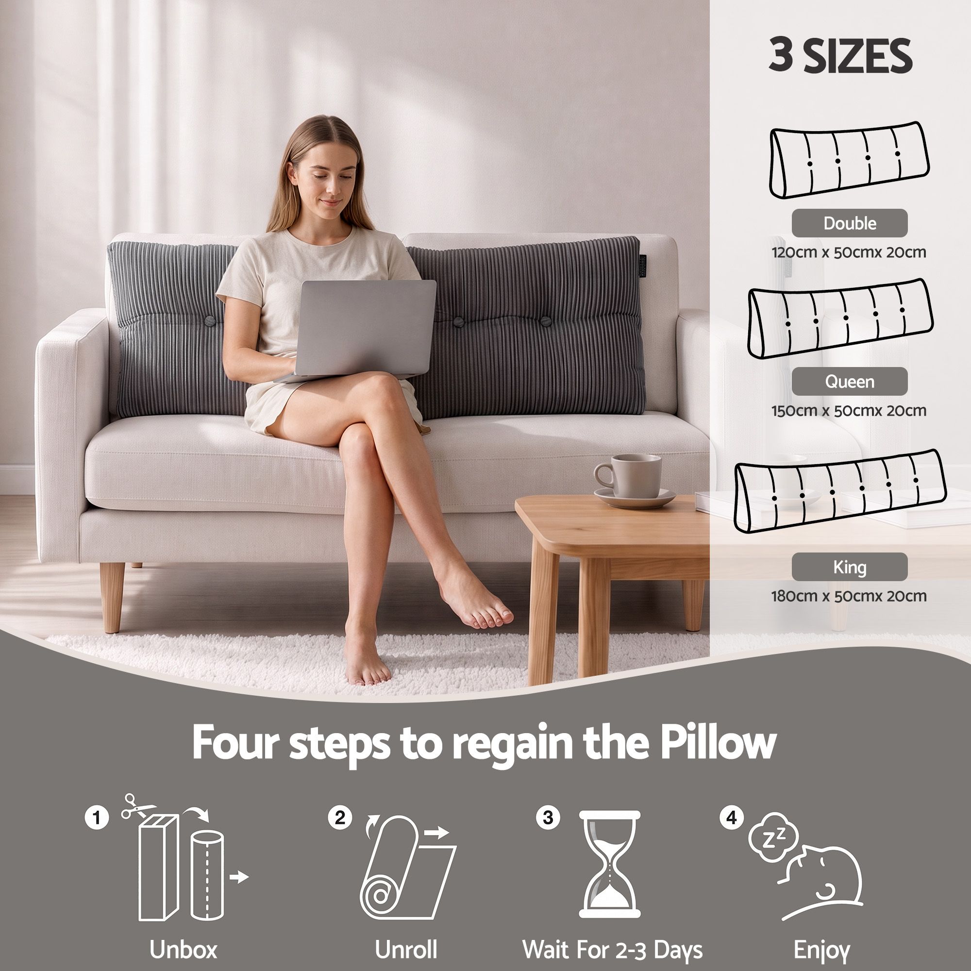 Giselle Headboard Pillow for Sitting in Bed, Upgraded Shredded Foam Reading