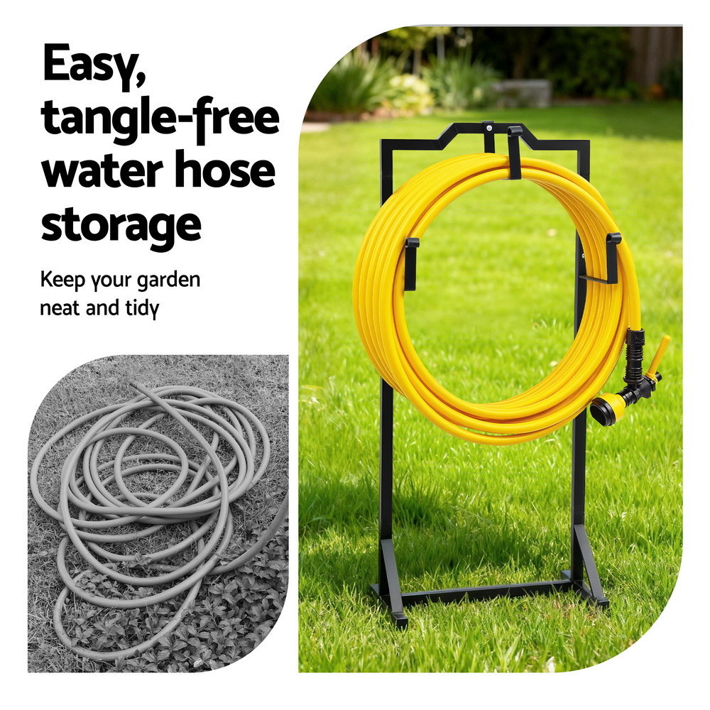 Green Fingers Garden Hose Holder Metal Portable Freestanding Hose Stand 4 Spikes