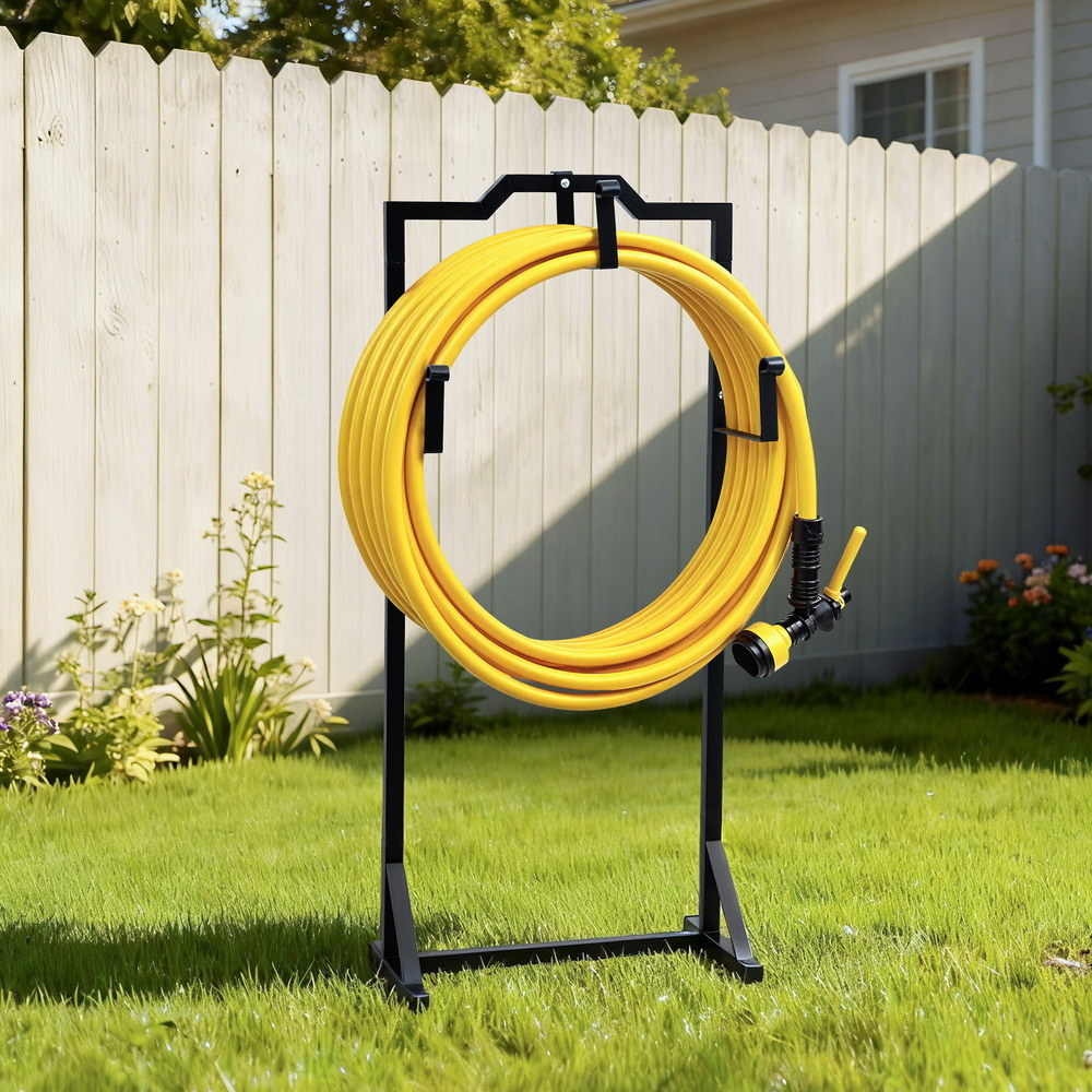 Green Fingers Garden Hose Holder Metal Portable Freestanding Hose Stand 4 Spikes