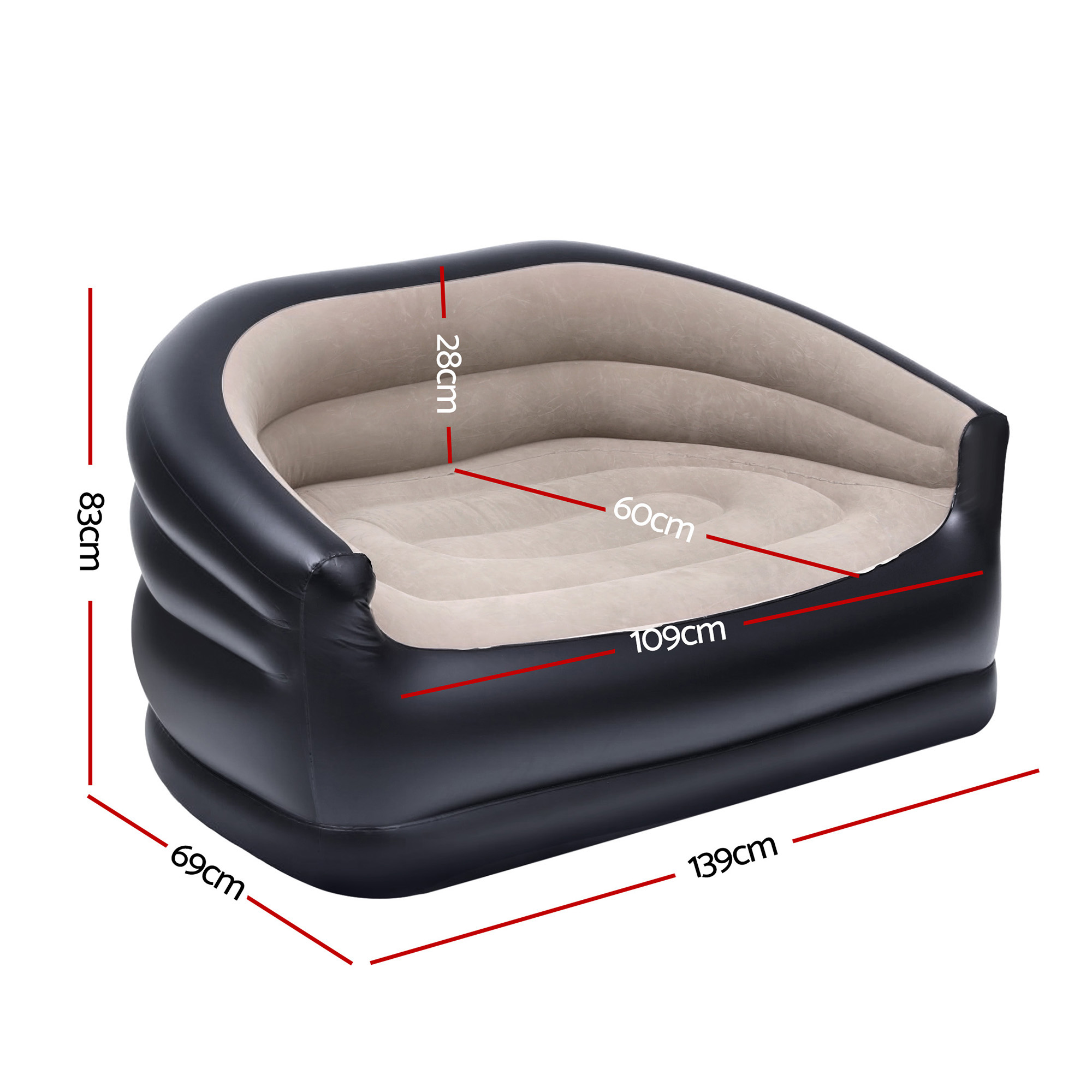 Gardeon Outdoor Air Sofa Inflatable Couch Two-Seater Lounge Chair w/ Pump Blow