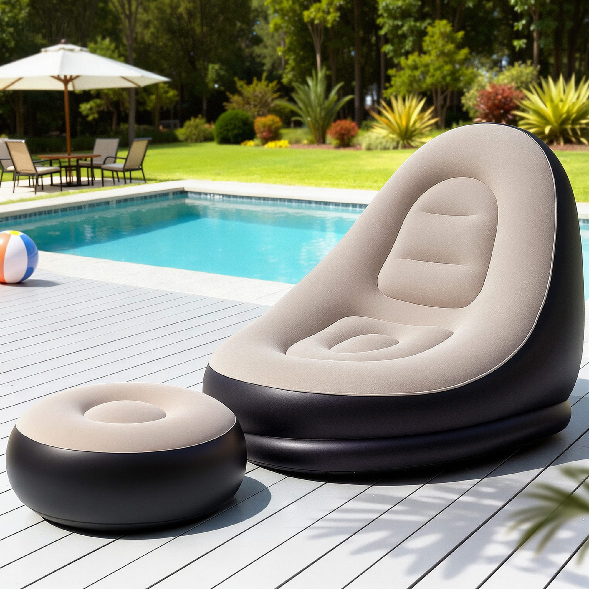 Gardeon Inflatable Chair w/ Ottoman Air Sofa Blow Up Air Chair for Camping w