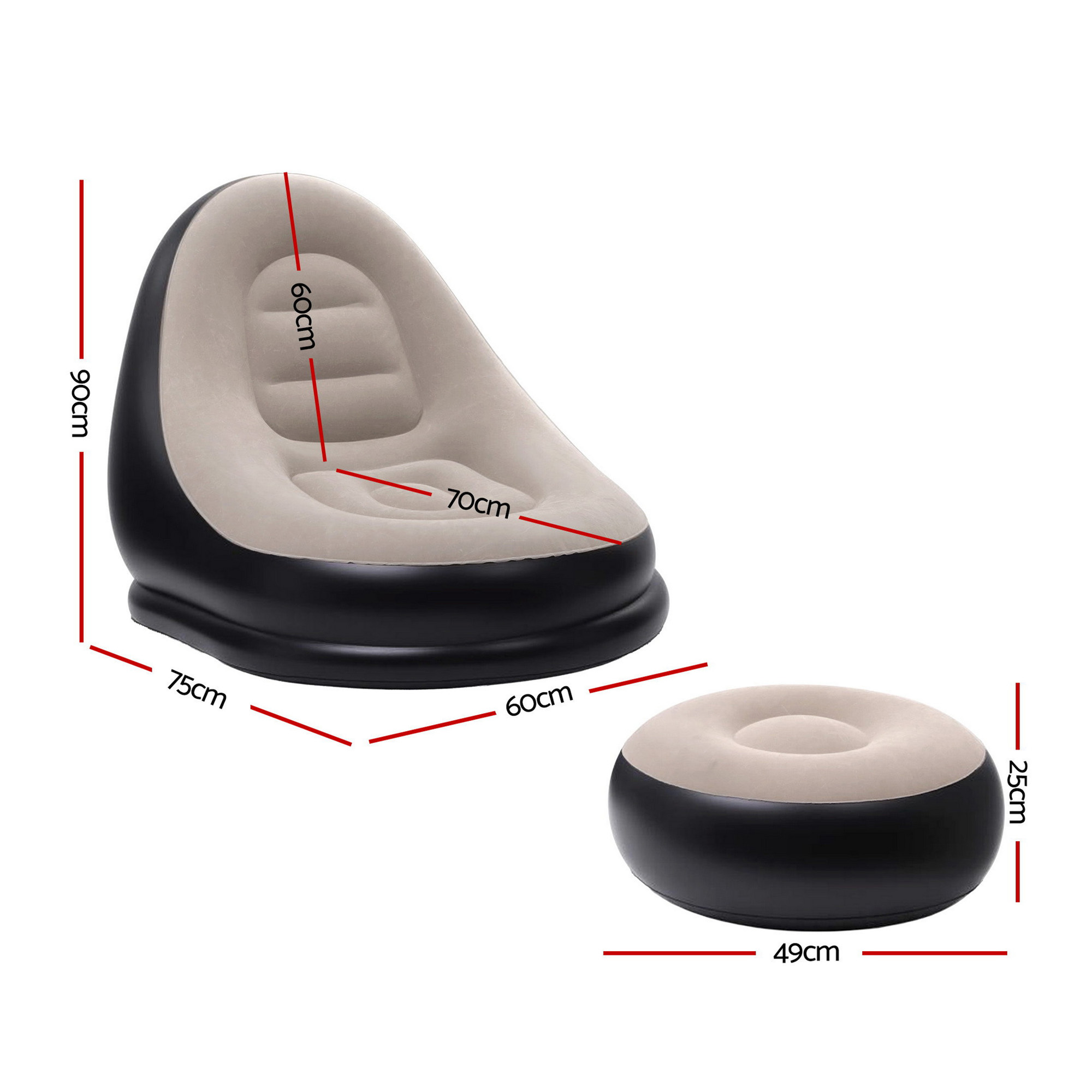 Gardeon Inflatable Chair w/ Ottoman Air Sofa Blow Up Air Chair for Camping w