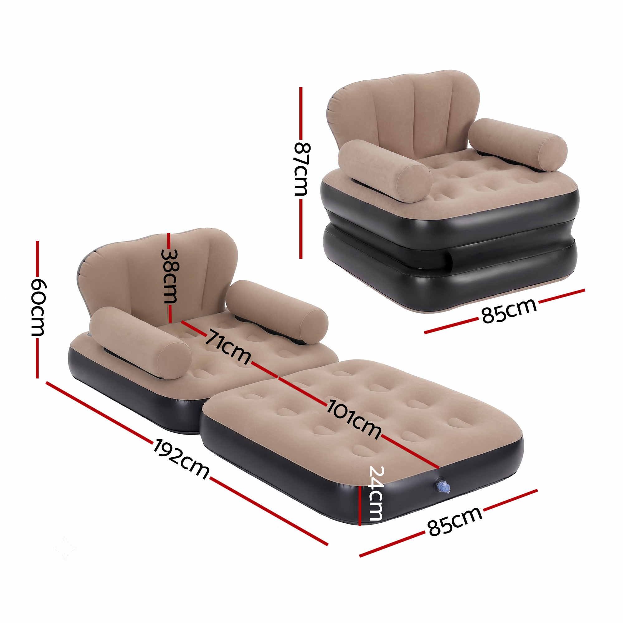 Gardeon Inflatable Chair Sun Lounge Air Sofa Blow Up Air Chair for Camping w