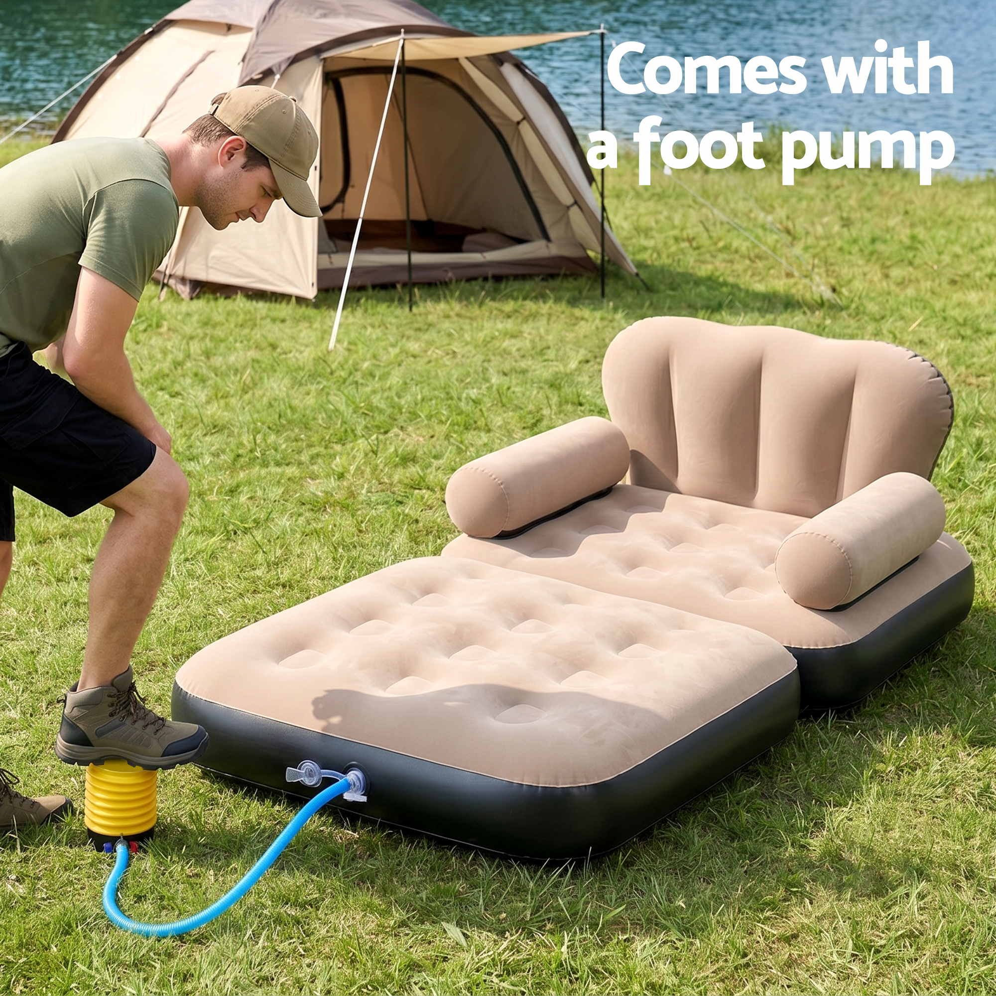 Gardeon Inflatable Chair Sun Lounge Air Sofa Blow Up Air Chair for Camping w