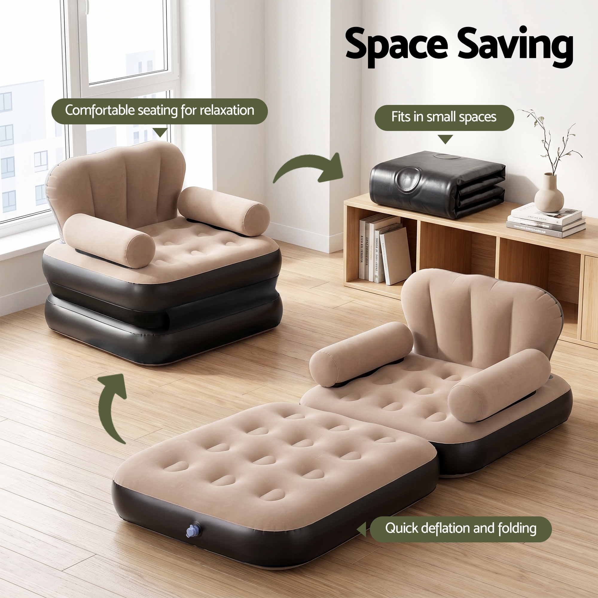 Gardeon Inflatable Chair Sun Lounge Air Sofa Blow Up Air Chair for Camping w