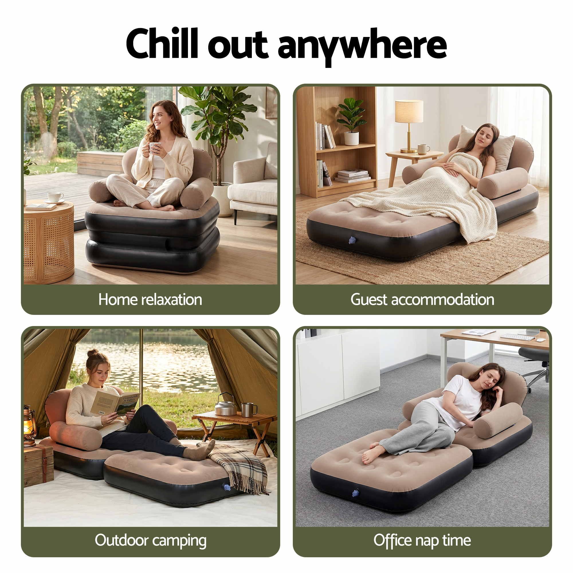 Gardeon Inflatable Chair Sun Lounge Air Sofa Blow Up Air Chair for Camping w