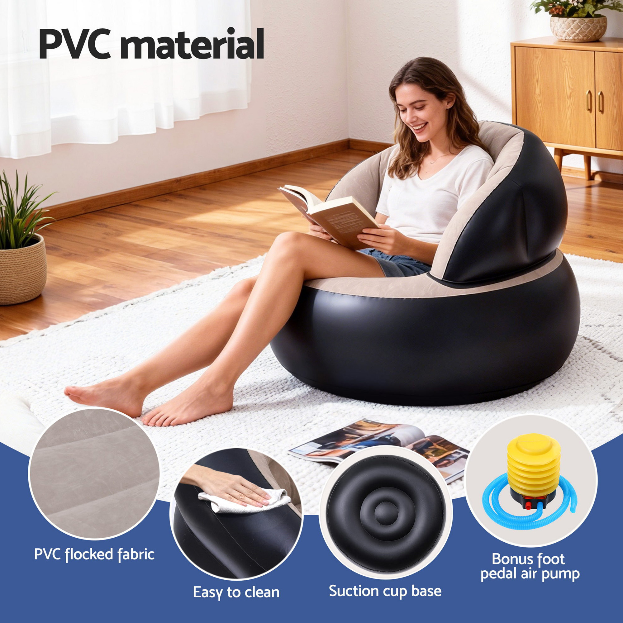 Gardeon Inflatable Chair Blow Up Folding Air Chairs Sofa for Camping with Pump