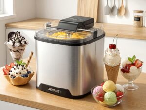 Devanti Ice Cream Maker Slushie Machine 2L Homemade Gelato Sorbet Sliver