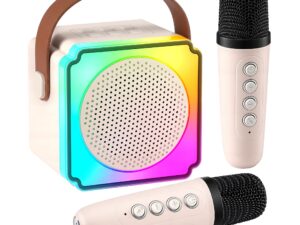 Alpha Mini Portable Karaoke Machine for Adults Kids with 2 Wireless Microphones