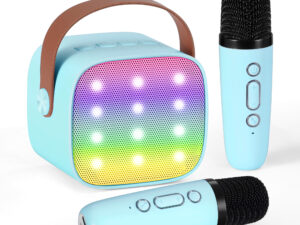 Alpha Mini Portable Karaoke Machine for Adults Kids with 2 Wireless Microphones