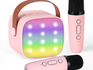 Alpha Mini Portable Karaoke Machine for Adults Kids with 2 Wireless Microphones