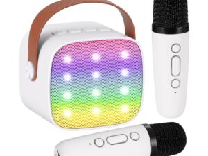Alpha Mini Portable Karaoke Machine for Adults Kids with 2 Wireless Microphones