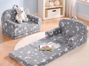 Keezi Kids 2-in-1 Fold Out Sofa Bed w/ Removable Washable Cover, Carry Handle