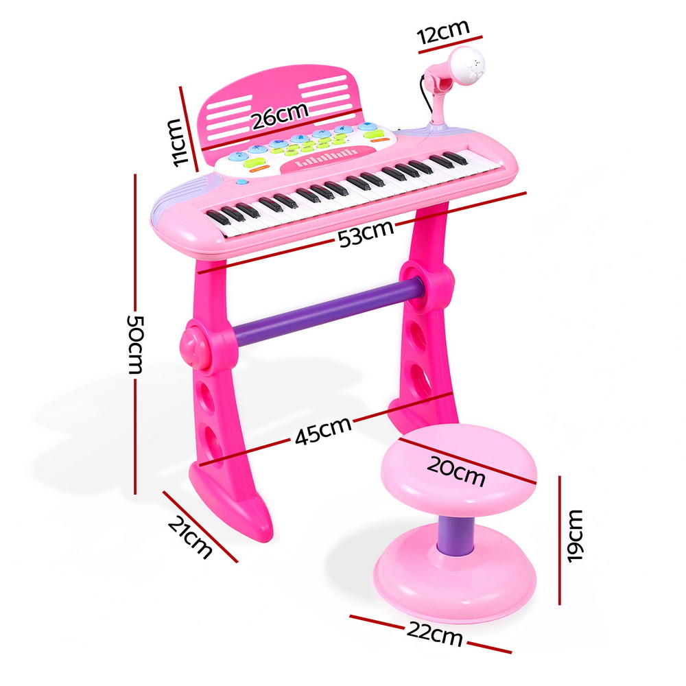 Keezi Kids Piano Keyboard 37 Keys Electronic Musical Instrument Set w/ Stool