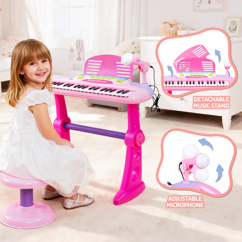 Keezi Kids Piano Keyboard 37 Keys Electronic Musical Instrument Set w/ Stool
