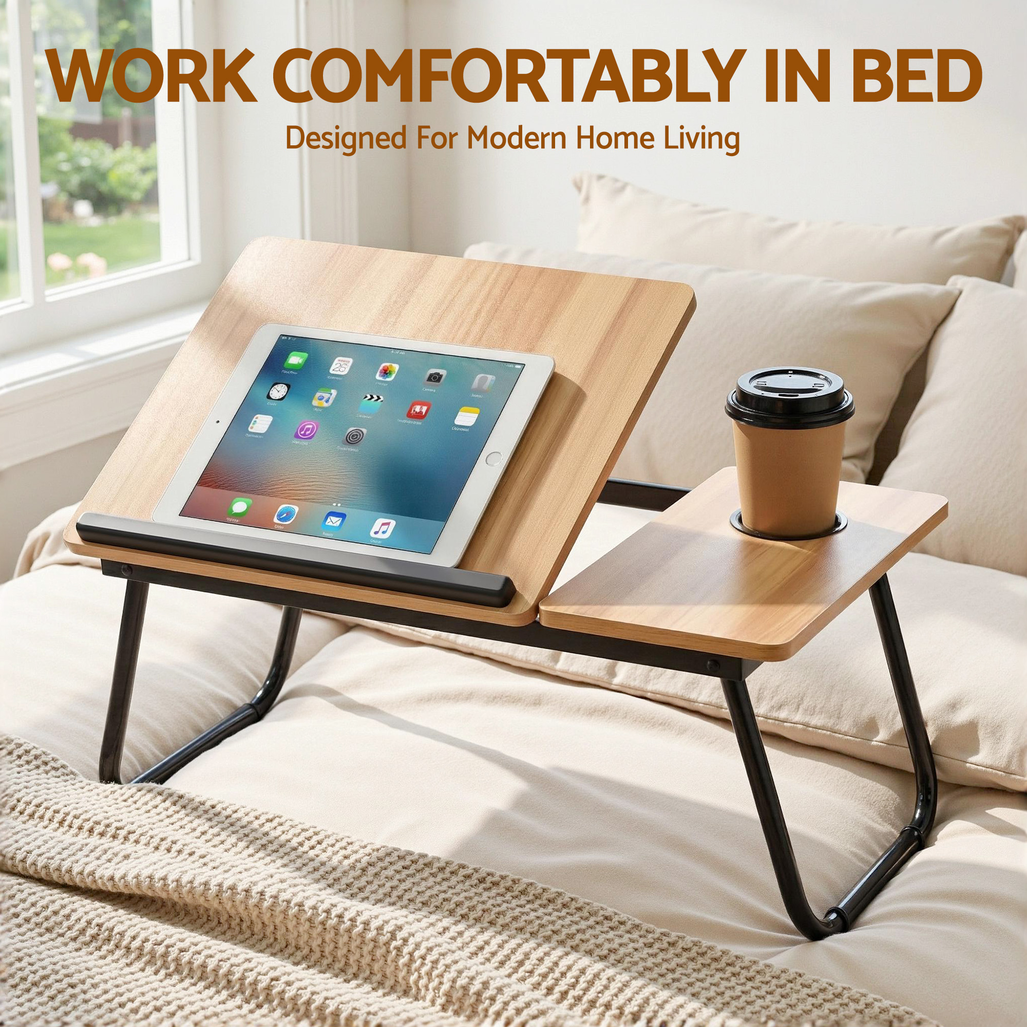 Artiss Laptop Desk Bed Table Foldable Portable Desktop Oak
