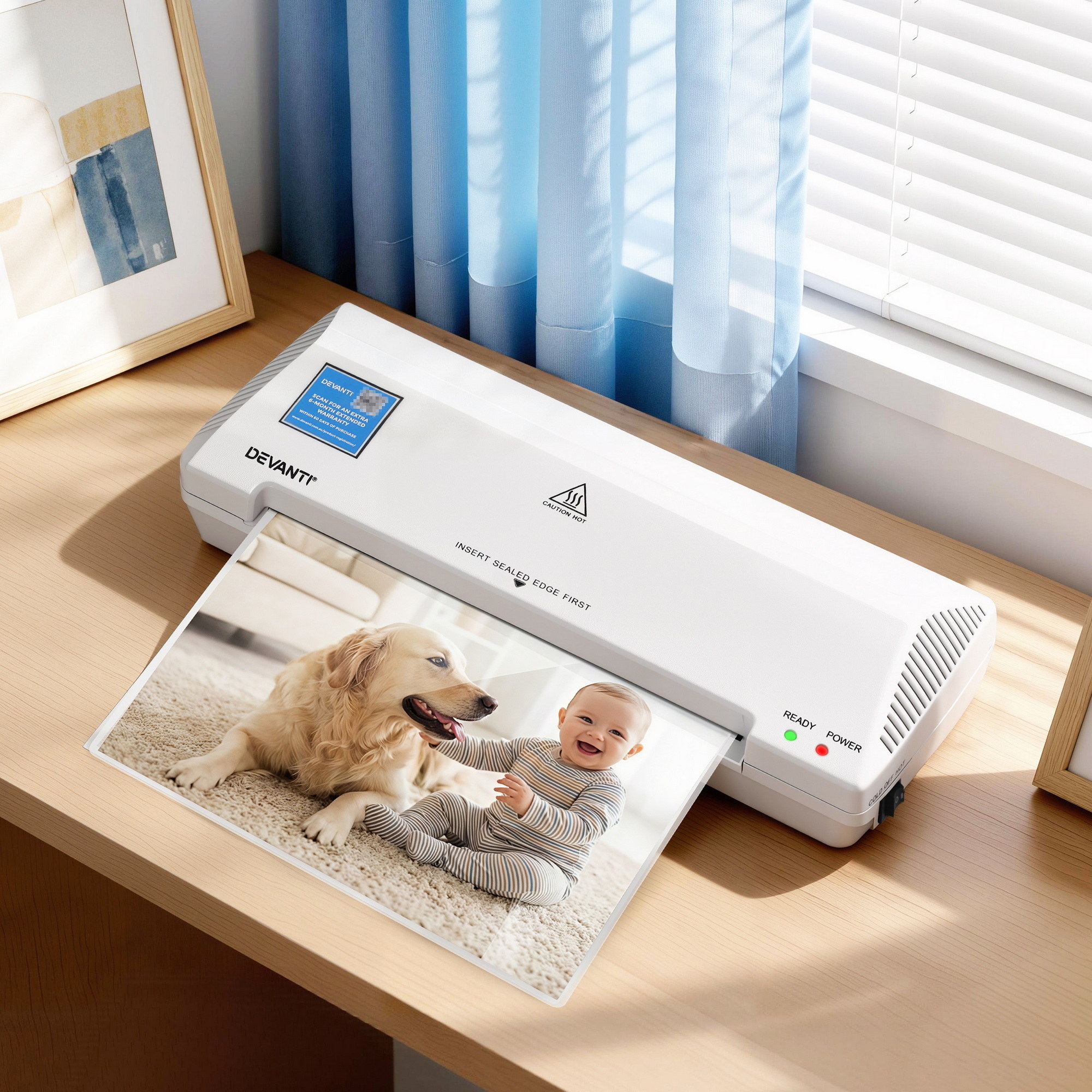 Devanti A4 Laminator Machine, Hot & Cold Thermal Fast Lamination Anti-Jam
