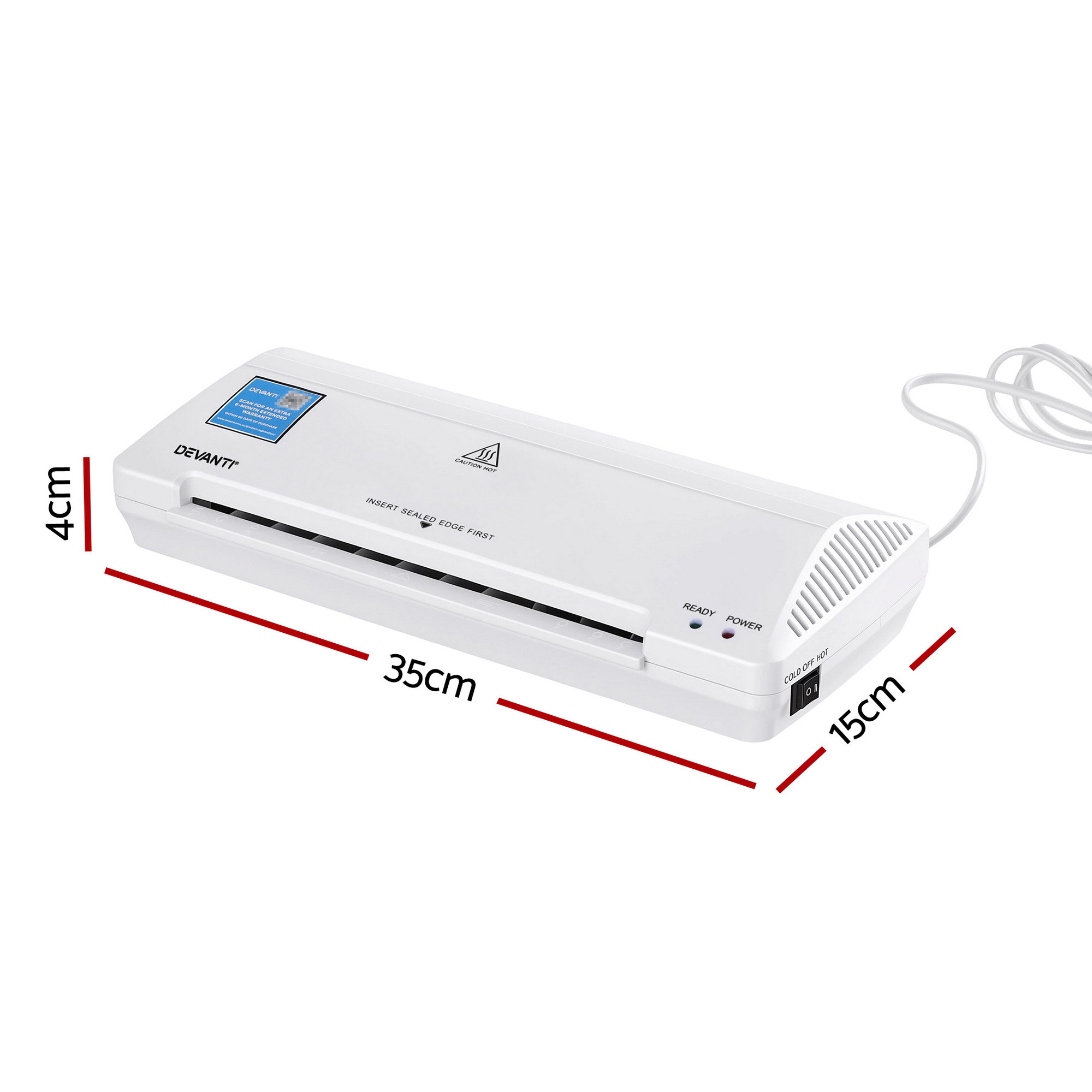 Devanti A4 Laminator Machine, Hot & Cold Thermal Fast Lamination Anti-Jam