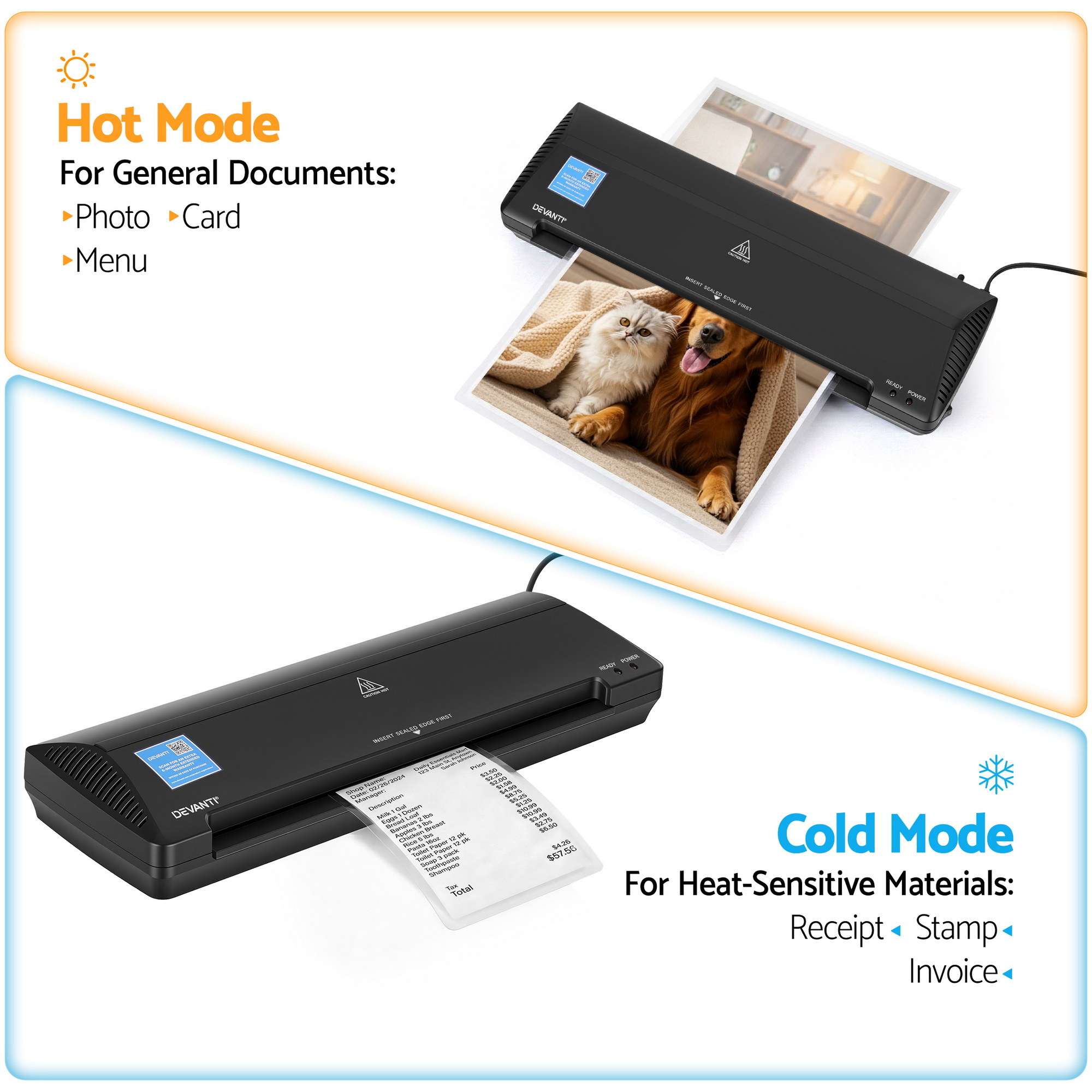 Devanti A3 Laminator Machine, Hot & Cold Thermal Fast Lamination Anti-Jam
