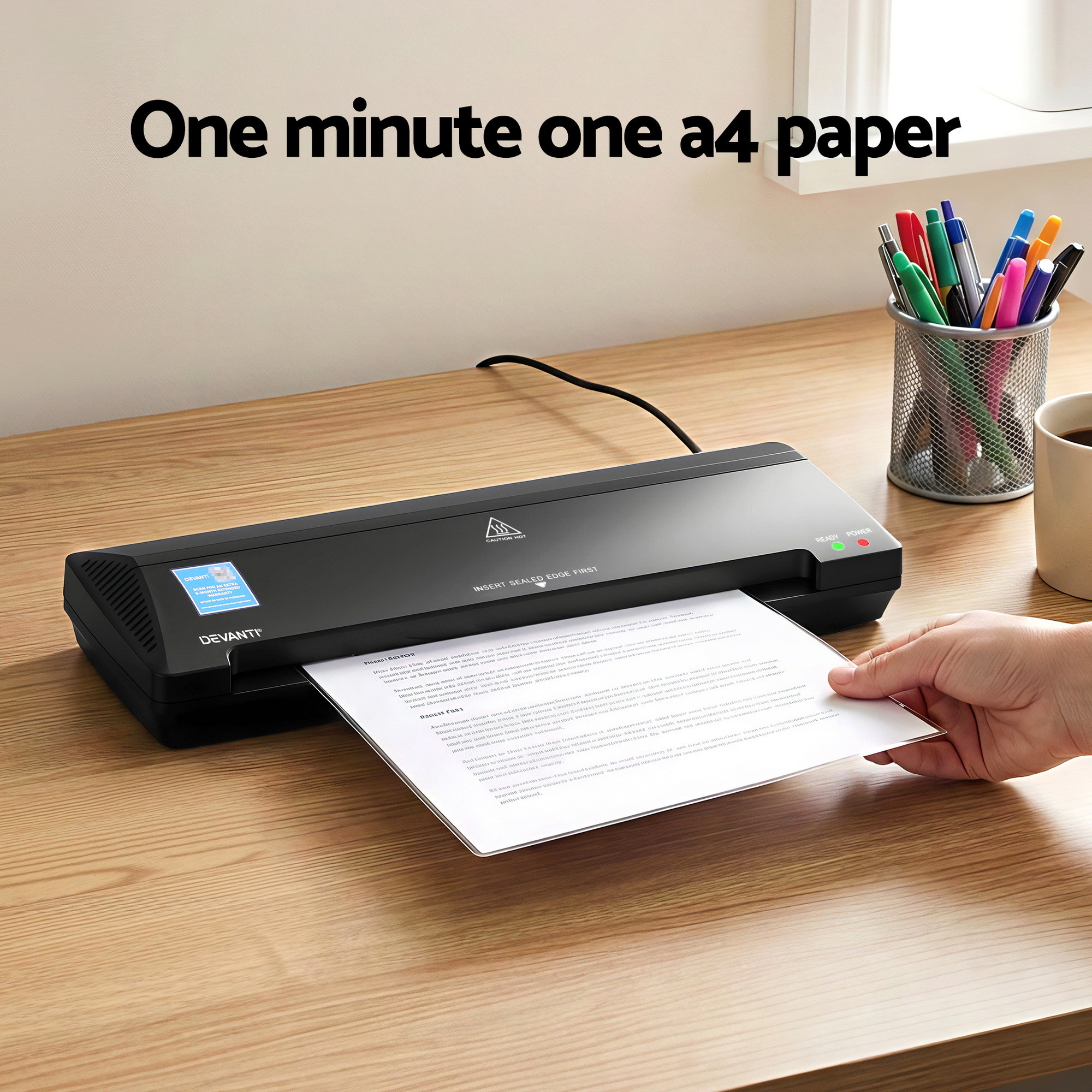 Devanti A3 Laminator Machine, Hot & Cold Thermal Fast Lamination Anti-Jam