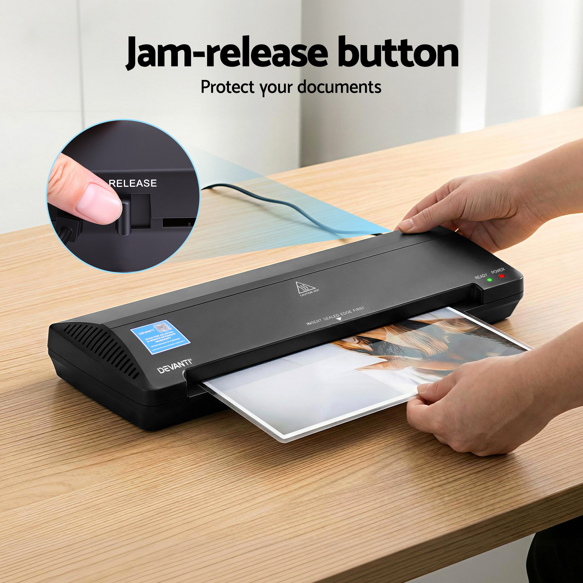 Devanti A3 Laminator Machine, Hot & Cold Thermal Fast Lamination Anti-Jam