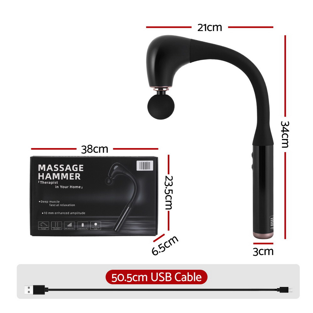 Everfit Massage Gun U-shaped Extended Handle Percussion Massager 4 Heads