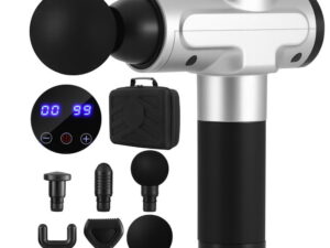 Everfit Massage Gun 30 Speed 6 Heads Vibration Muscle Massager Chargeable Silver