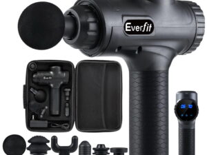 Everfit Massage Gun 30 Speed 6 Heads Vibration Muscle Massager Chargeable Black