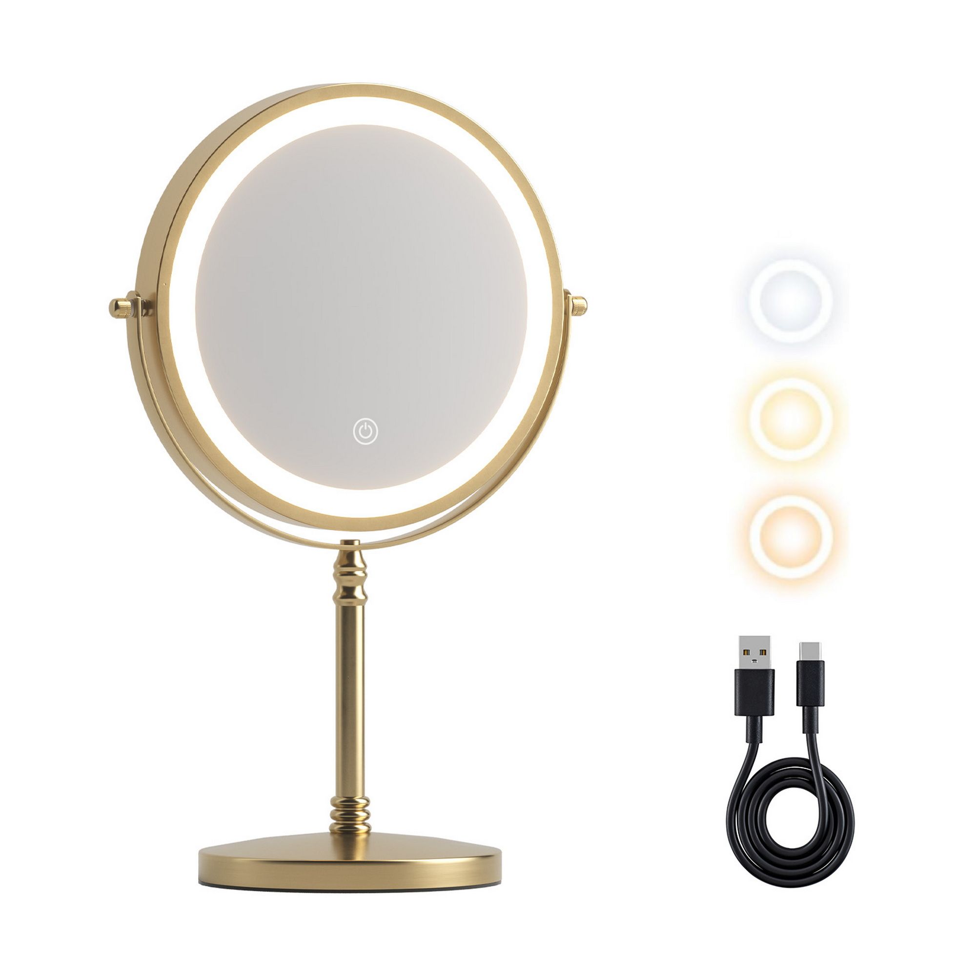 Embellir Lighted Makeup Mirror Rotation 10X Magnifying Double Sided Tabletop