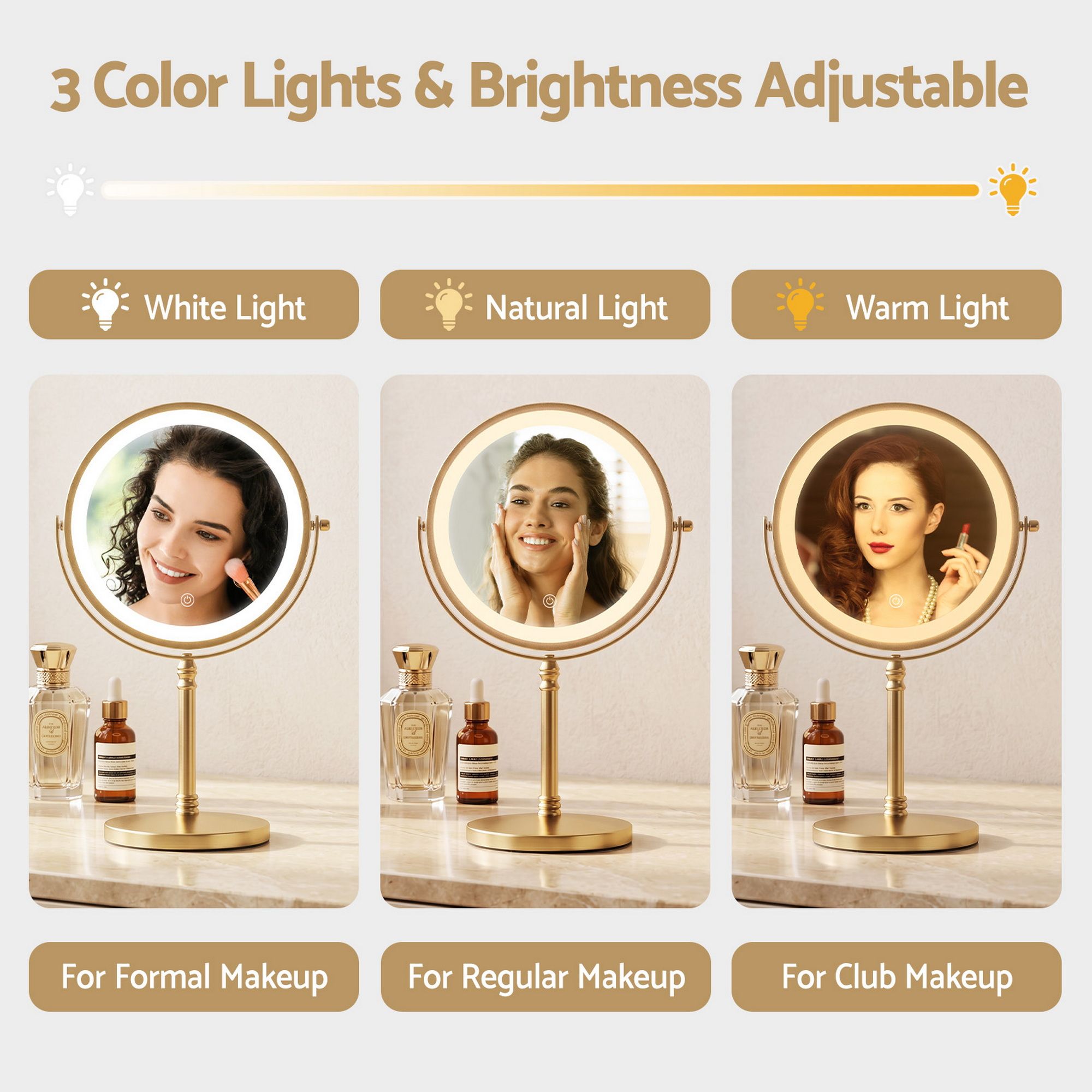 Embellir Lighted Makeup Mirror Rotation 10X Magnifying Double Sided Tabletop