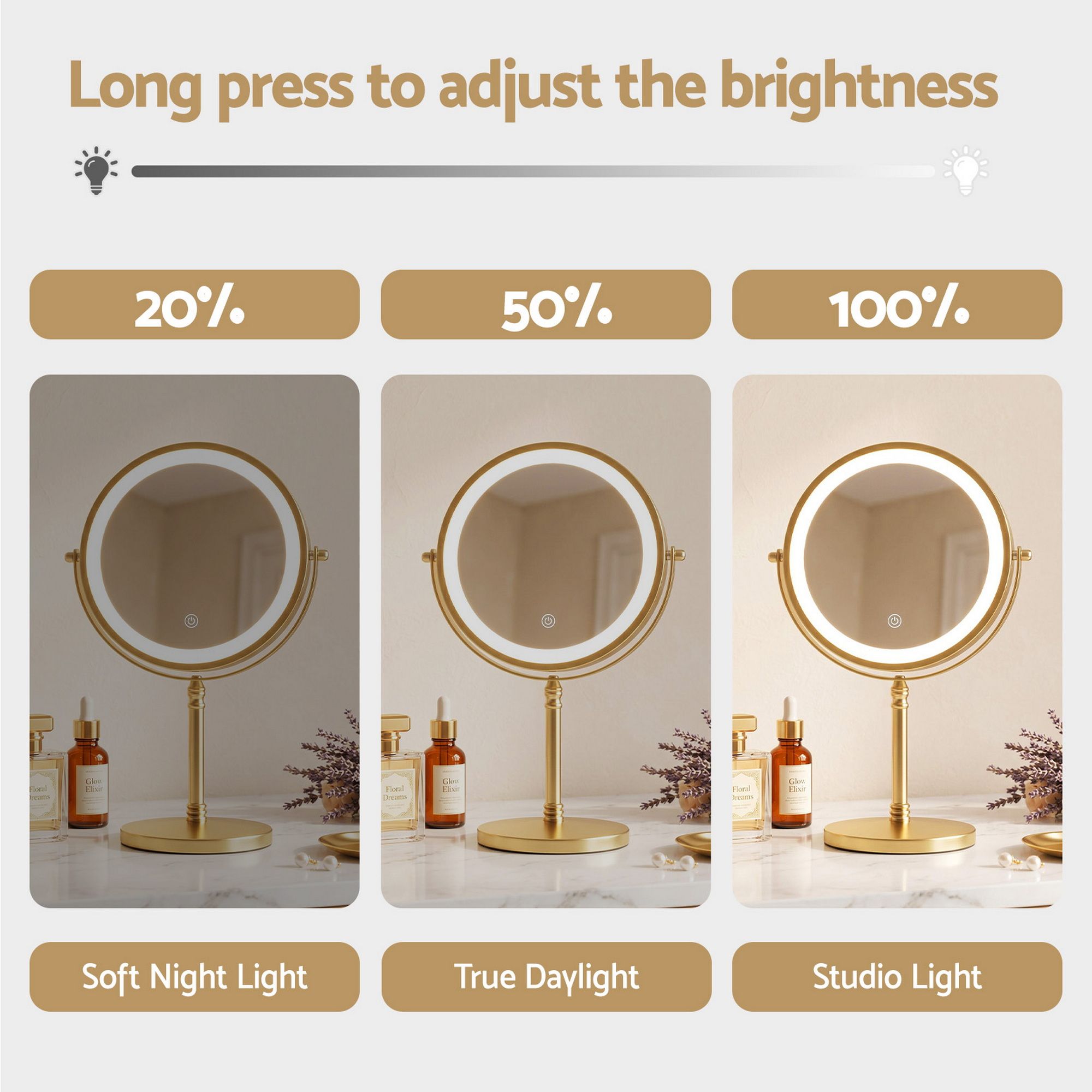 Embellir Lighted Makeup Mirror Rotation 10X Magnifying Double Sided Tabletop