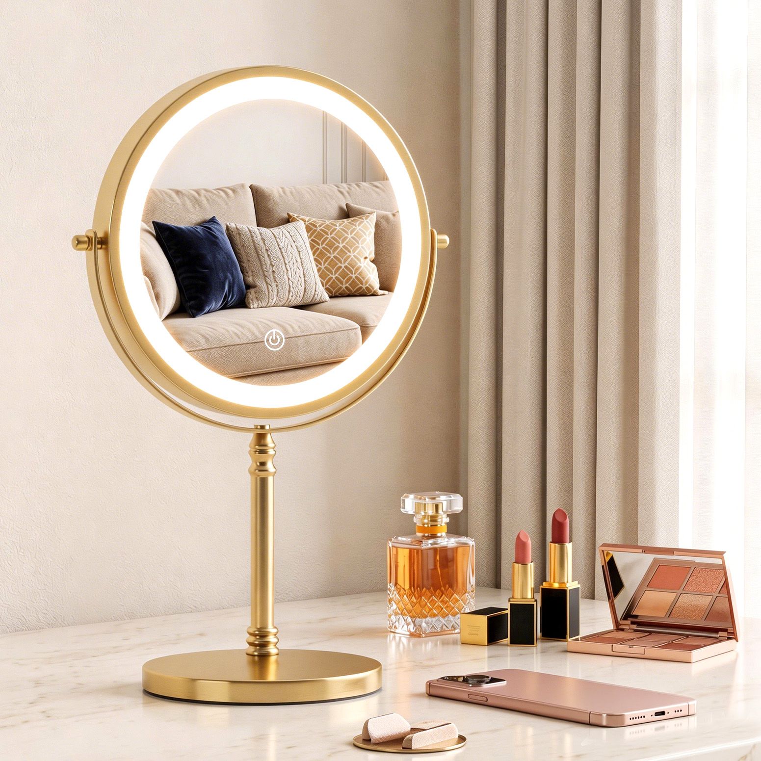 Embellir Lighted Makeup Mirror Rotation 10X Magnifying Double Sided Tabletop